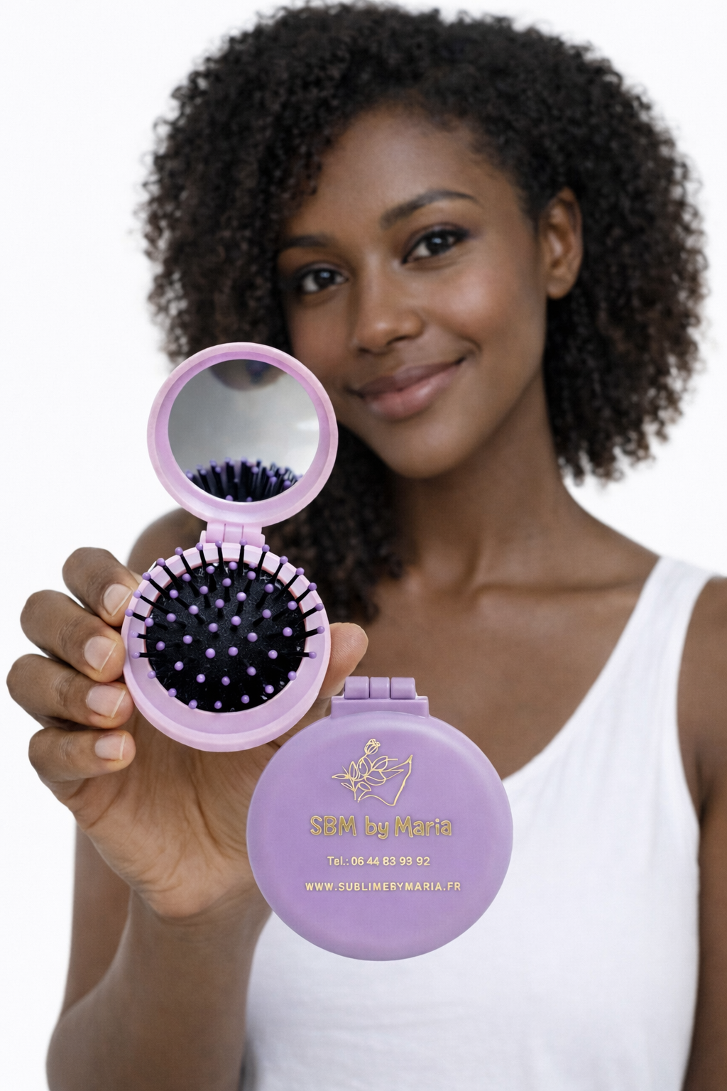 Mini Miroir Brosse Pliable Violet – SBM by Maria