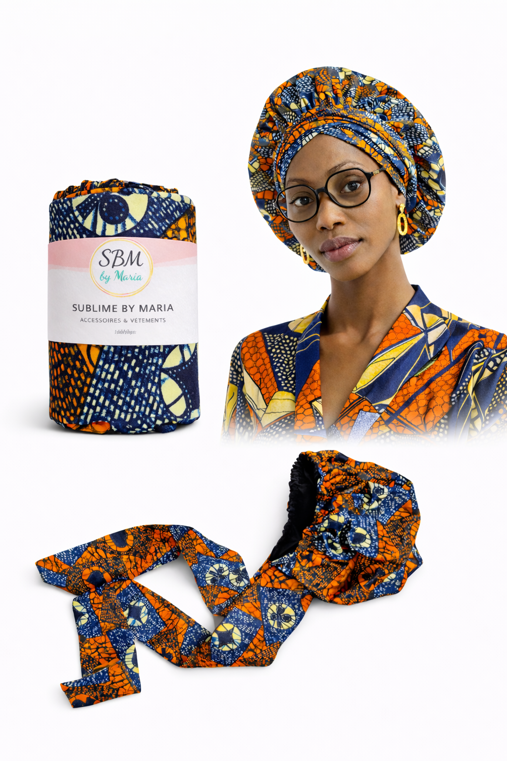 Bonnet foulard en wax-SBM by Maria