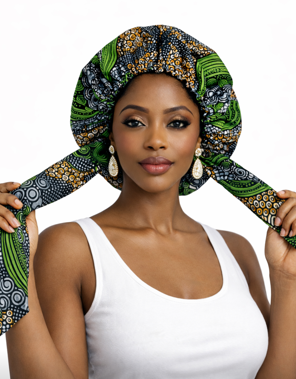 Bonnet foulard Wax avec élastique – Image 2