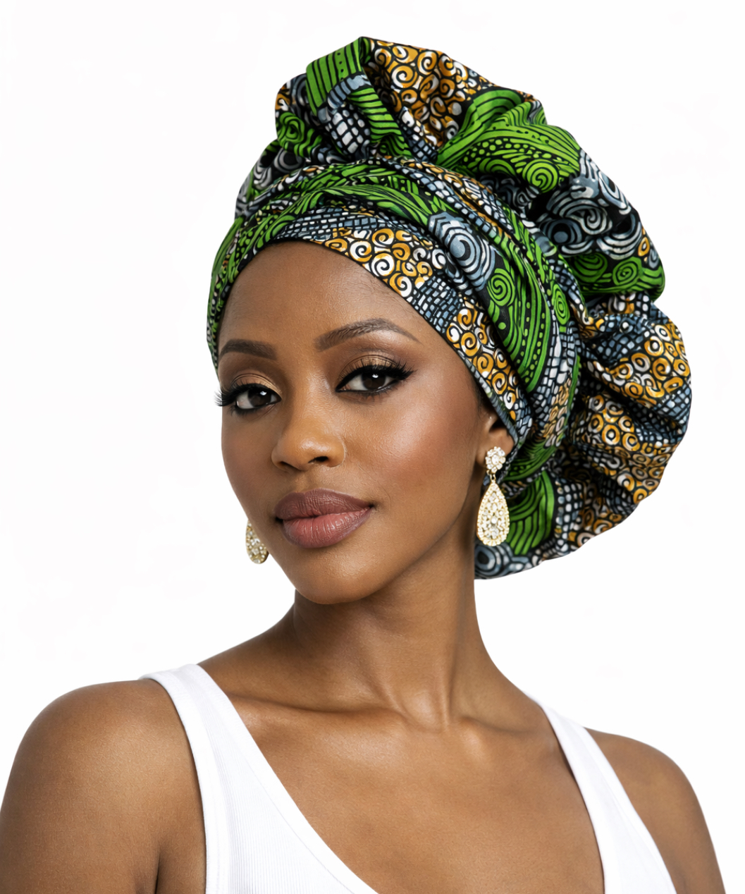 Bonnet foulard Wax avec élastique – Image 4