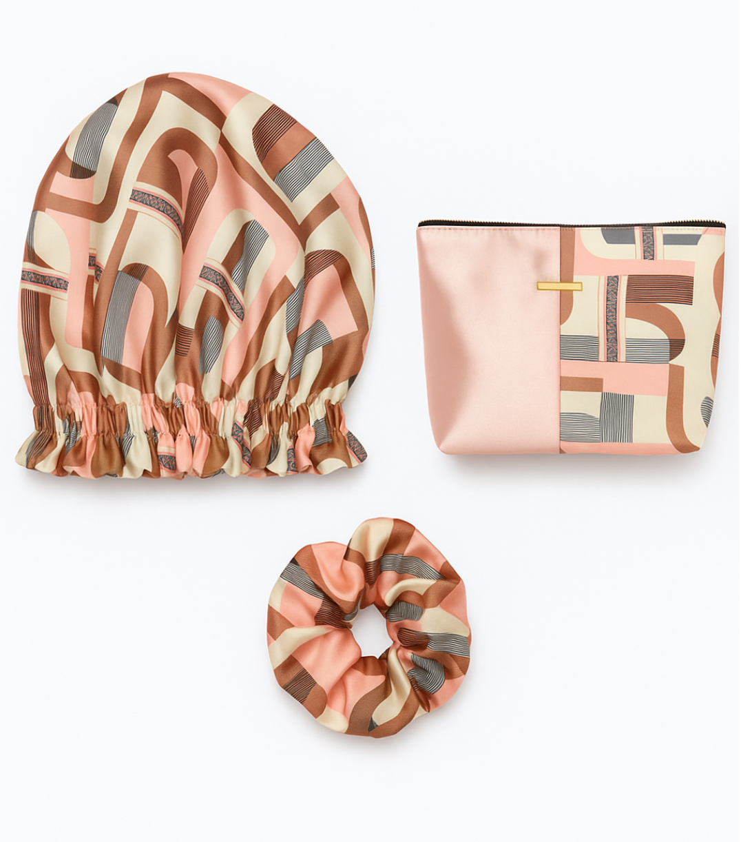 Ensemble Kenza – Bonnet réversible & pochette En satin – Image 4
