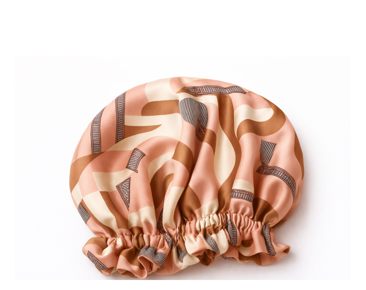 Bonnet de nuit réversible en tissu et satin – Image 2