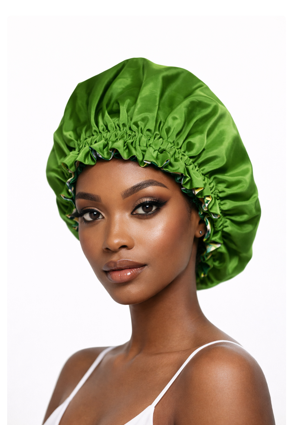 Bonnet de nuit réversible en tissu et satin – Image 4