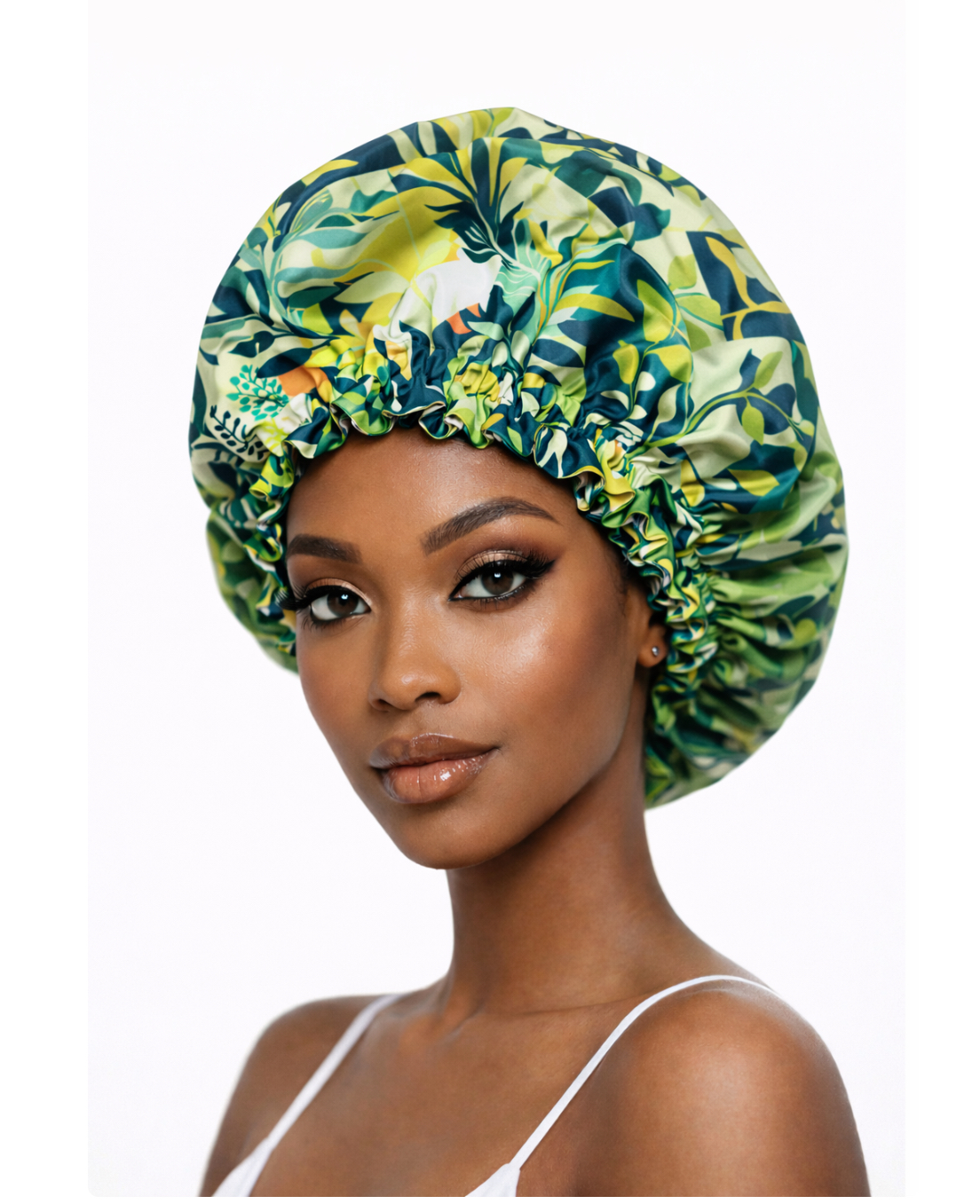 Bonnet de nuit réversible en tissu et satin – Image 3