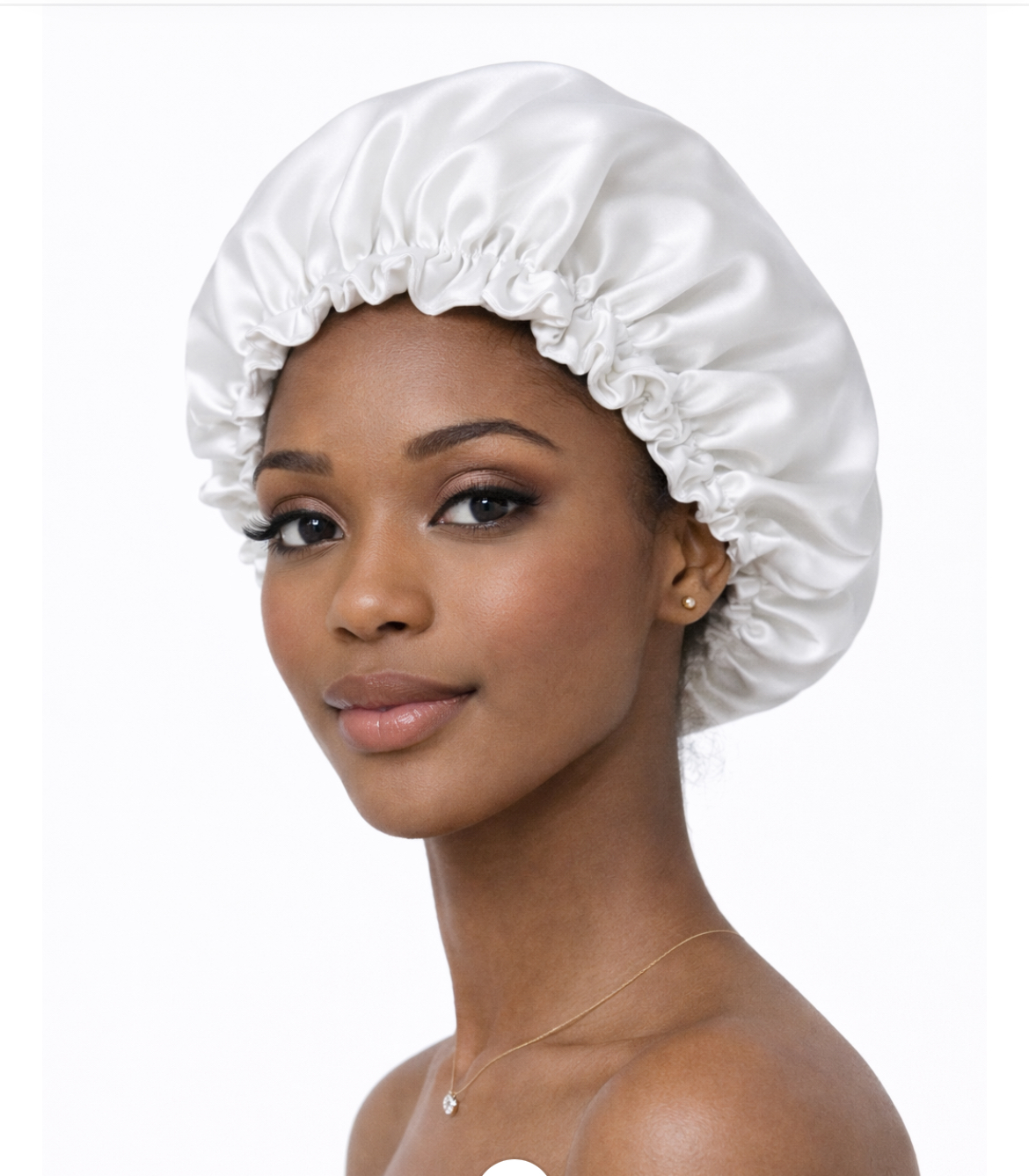 Bonnet de nuit blanc pour femme– Protection des cheveux & confort – Image 4