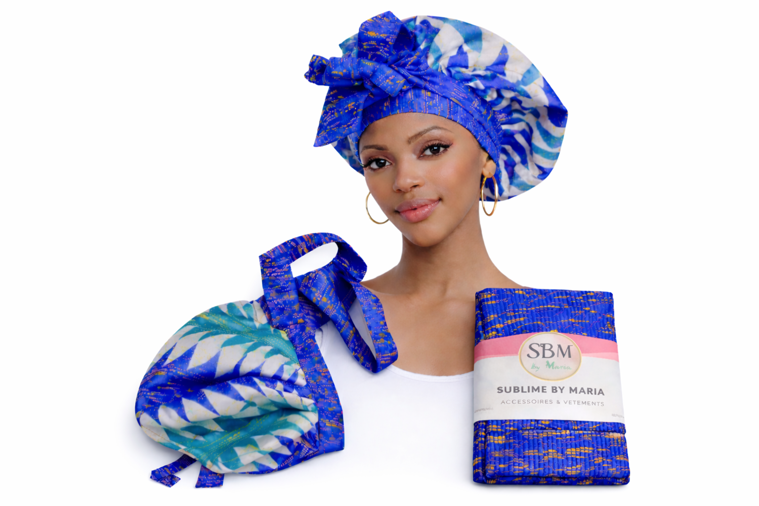 Bonnet foulard en wax -SBM by Maria Bonnet foulard en wax -Fait main