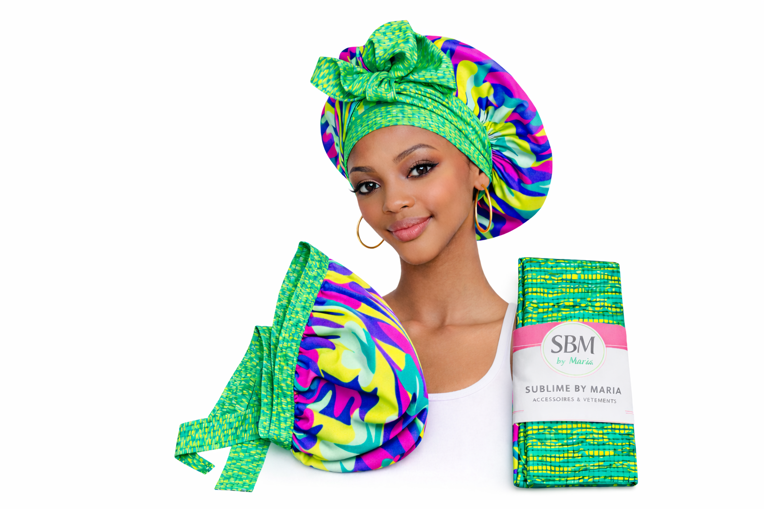 Bonnet foulard en wax -SBM by Maria Bonnet foulard en wax -Fait main