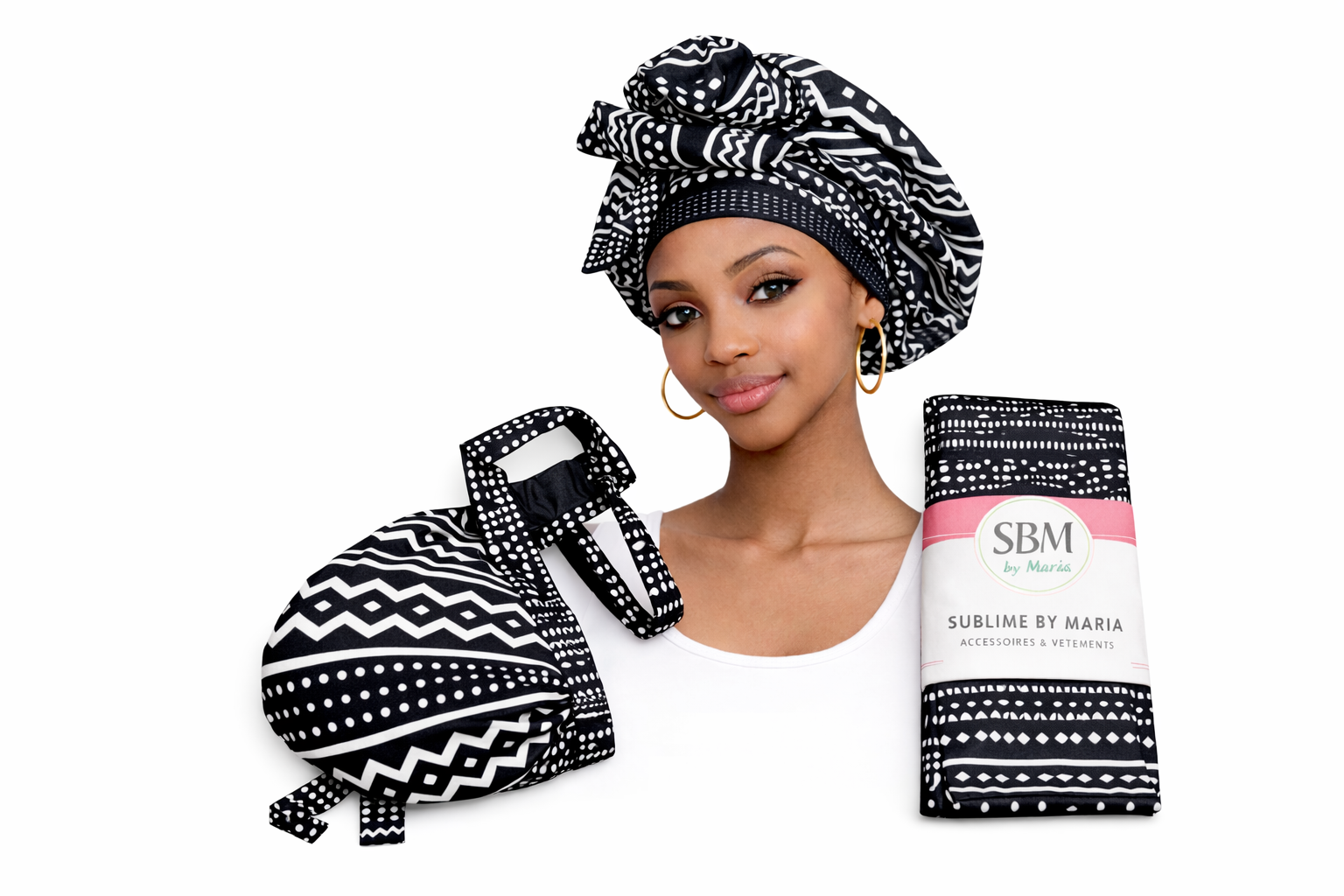Bonnet foulard en wax -SBM by Maria Bonnet foulard en wax -Fait main