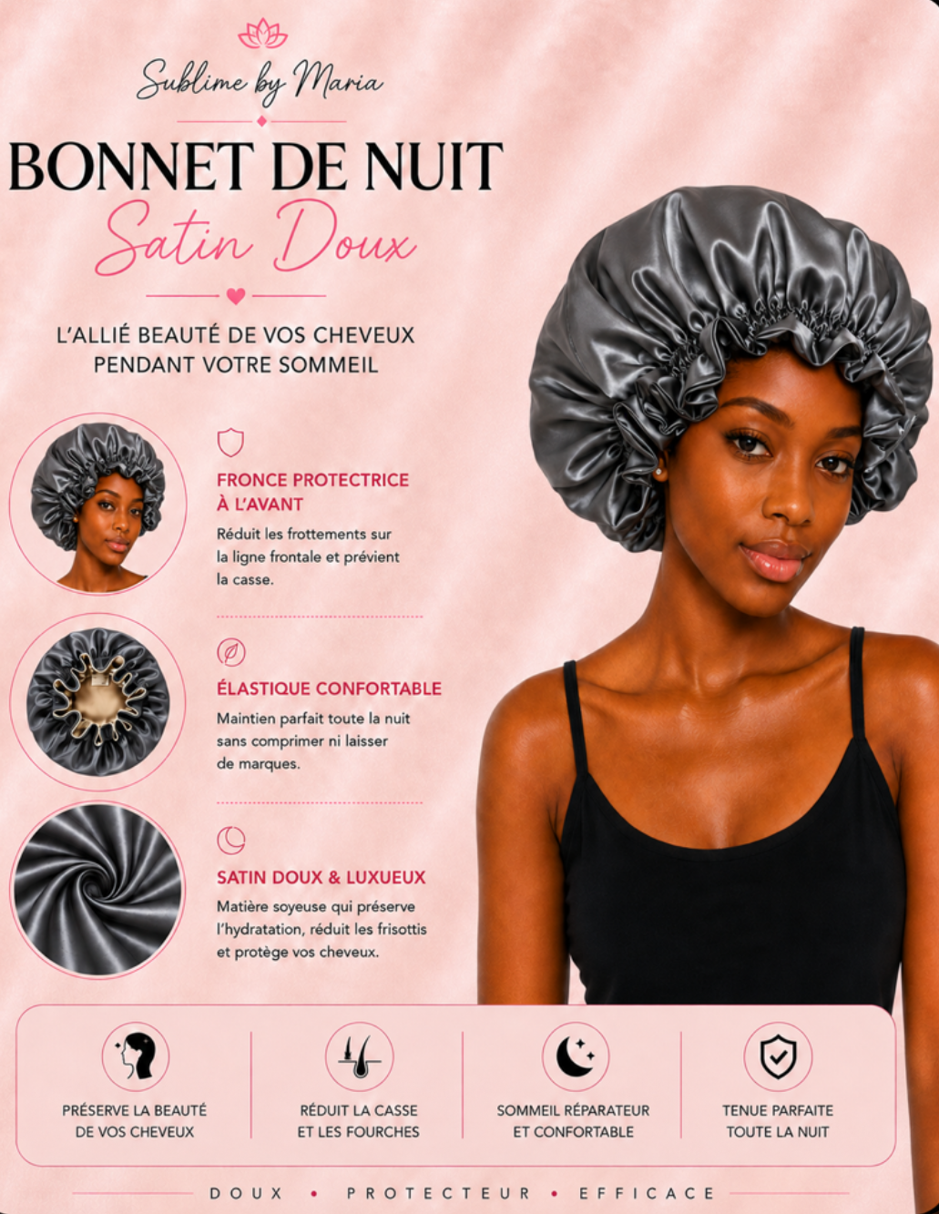 Bonnet de Nuit en Satin – Protection & Confort – Image 3