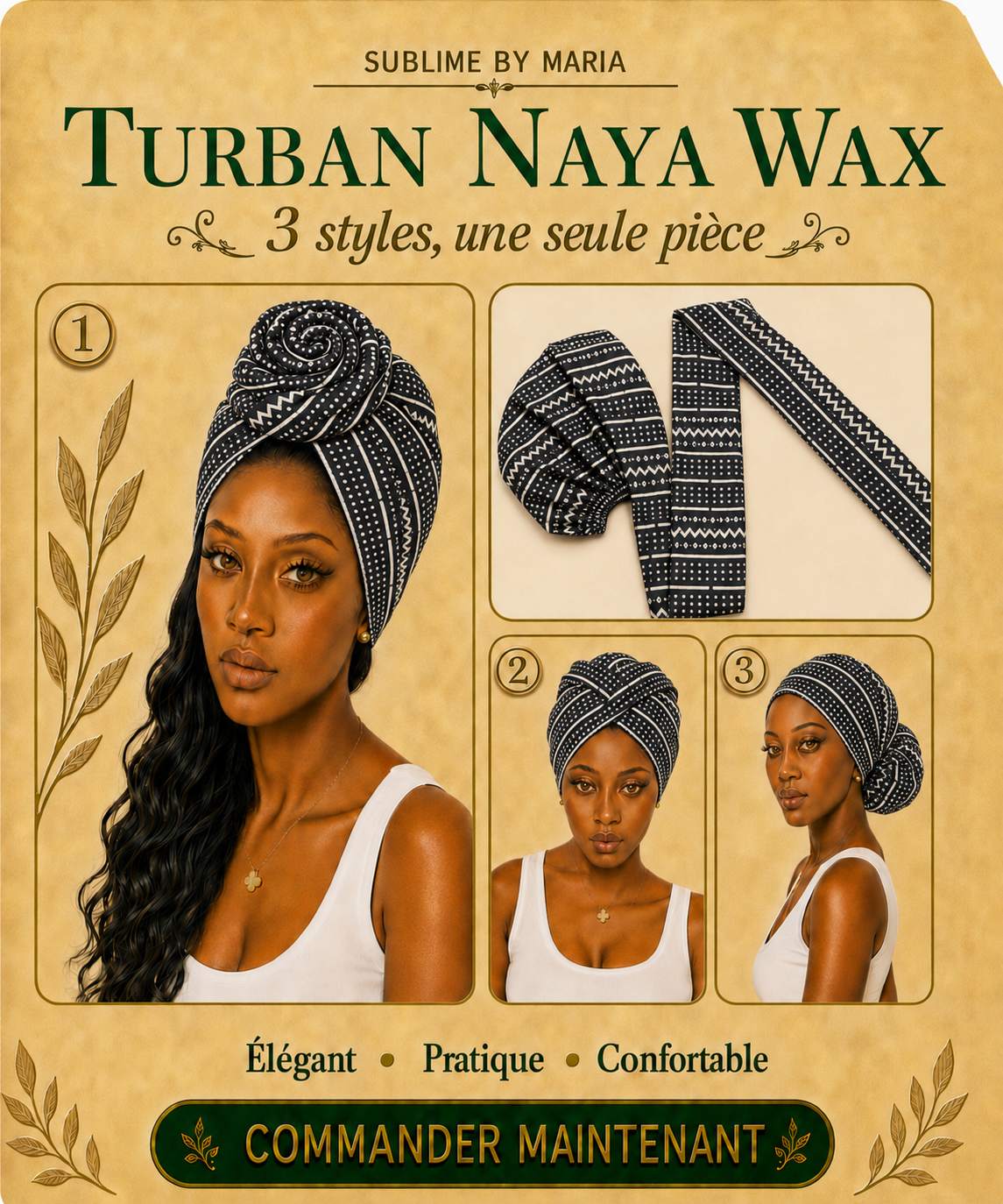 Turban Naya Wax 3 en 1 - Élégance, protection & confort – Image 8
