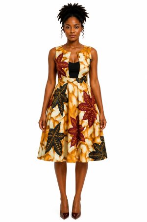 Robe Feuille d&rsquo;Or – Élégance Africaine & Féminité