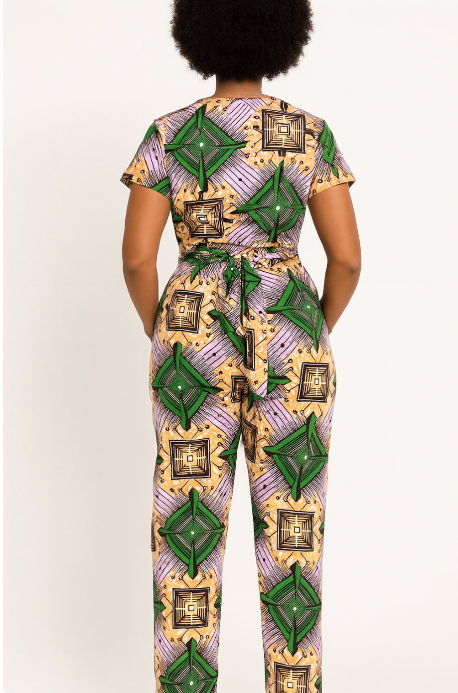 Ensemble Azura Croisé – Pantalon Droit en Imprimé Wax – Image 3